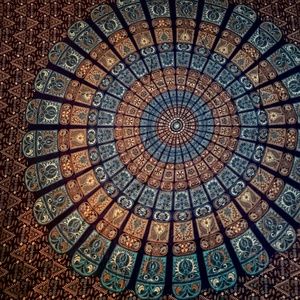 Hippie Mandala Tapestry Indian Blue Brown